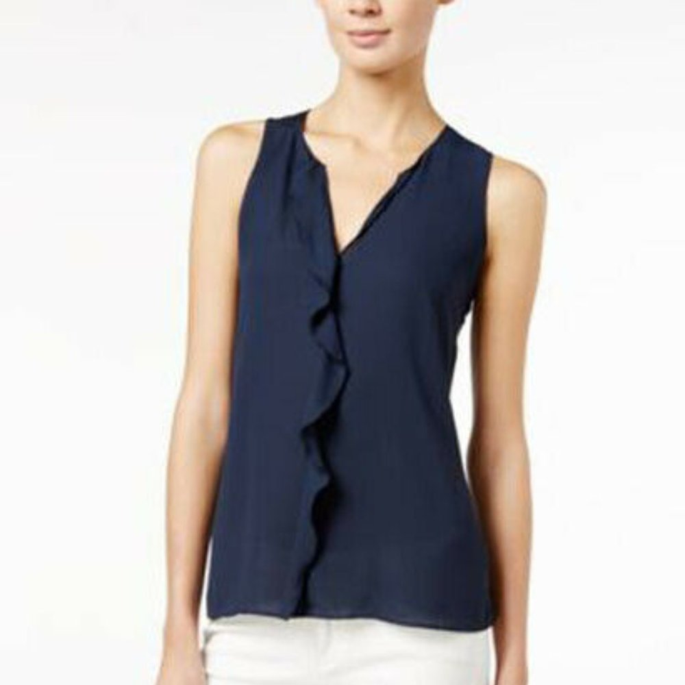 Maison Jules Womens Ruffled Blouse